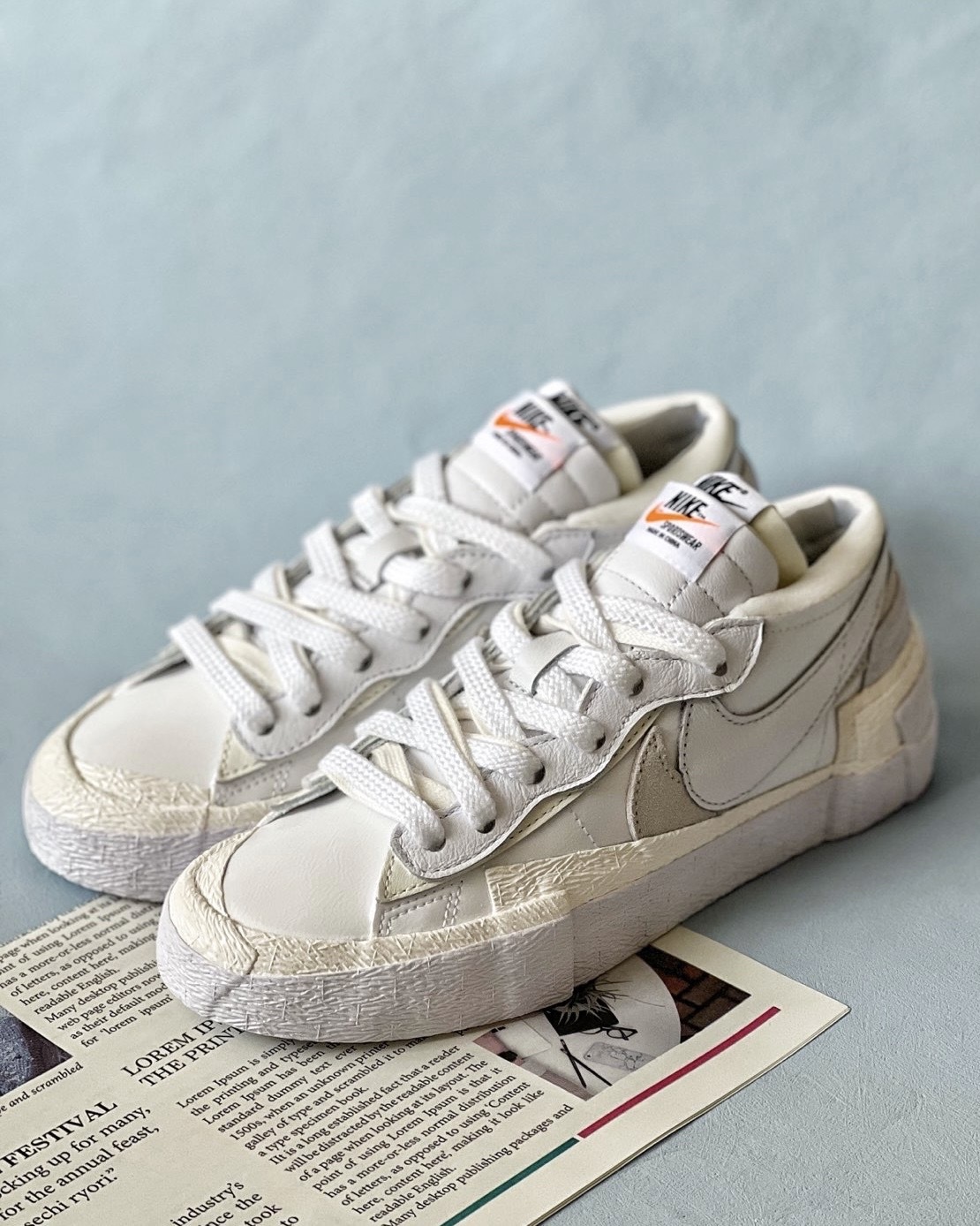 【逢甲FUZZY】Sacai x Nike Blazer Low "Black/White" 雙勾 解構 漆皮 DM6443 黑 001 白 100