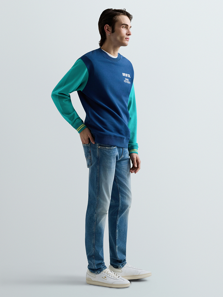 573 ANBASS 藍色修身丹寧牛仔褲