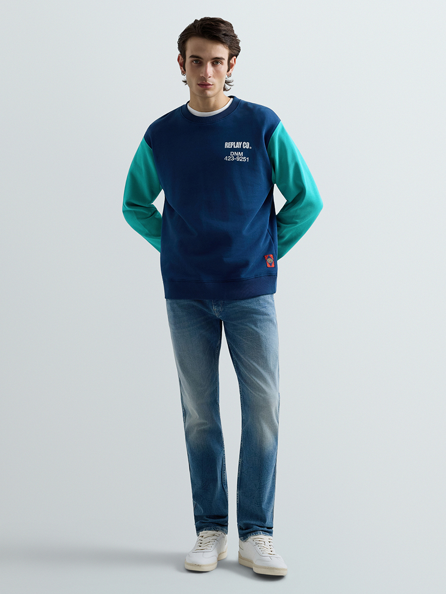 573 ANBASS 藍色修身丹寧牛仔褲