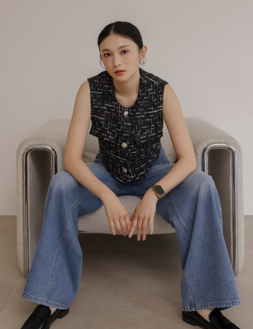 毛呢小香風短版背心（2尺寸）