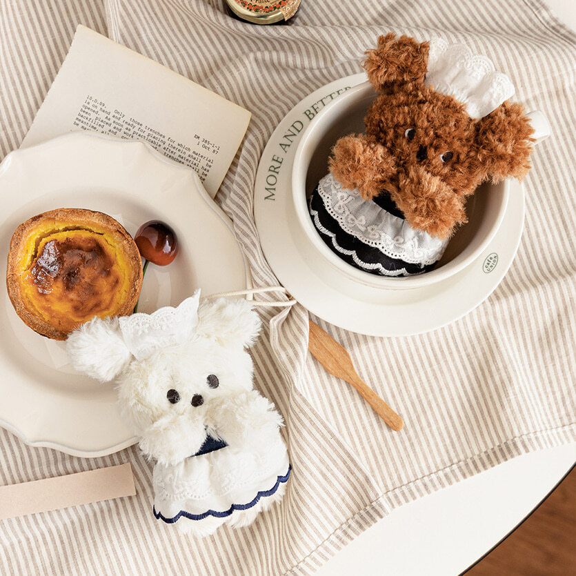 COI 女僕 蕾絲髮帶 狗狗 絨毛吊飾 鑰匙圈 韓國文創