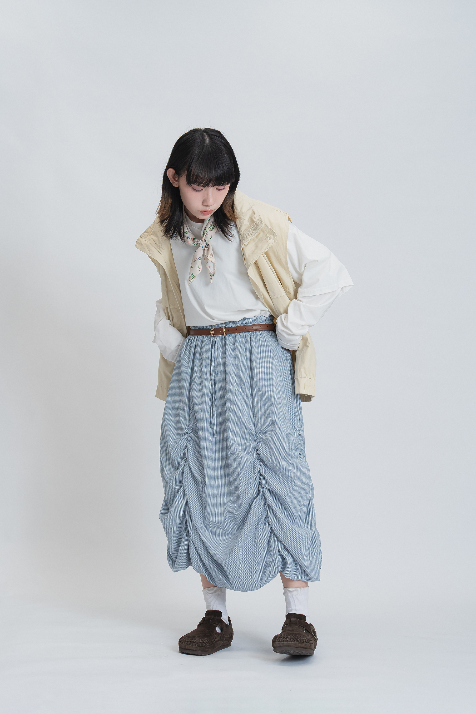 日感少女抽皺半裙 3色