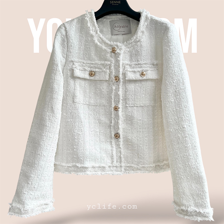 法式經典輕盈粗花呢外套