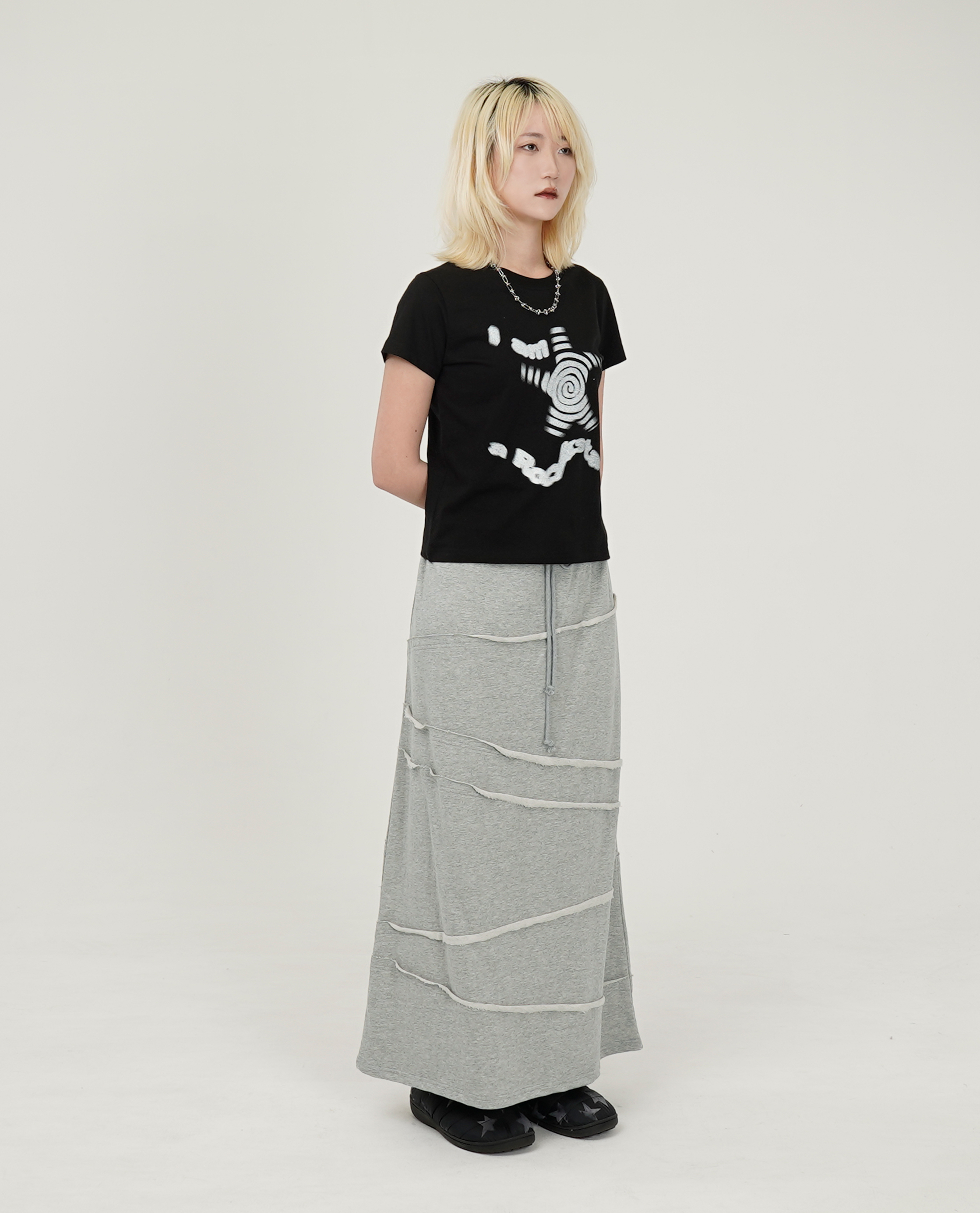WEBHOUSE Twister Damage Sweat Long Skirt - 26SS
