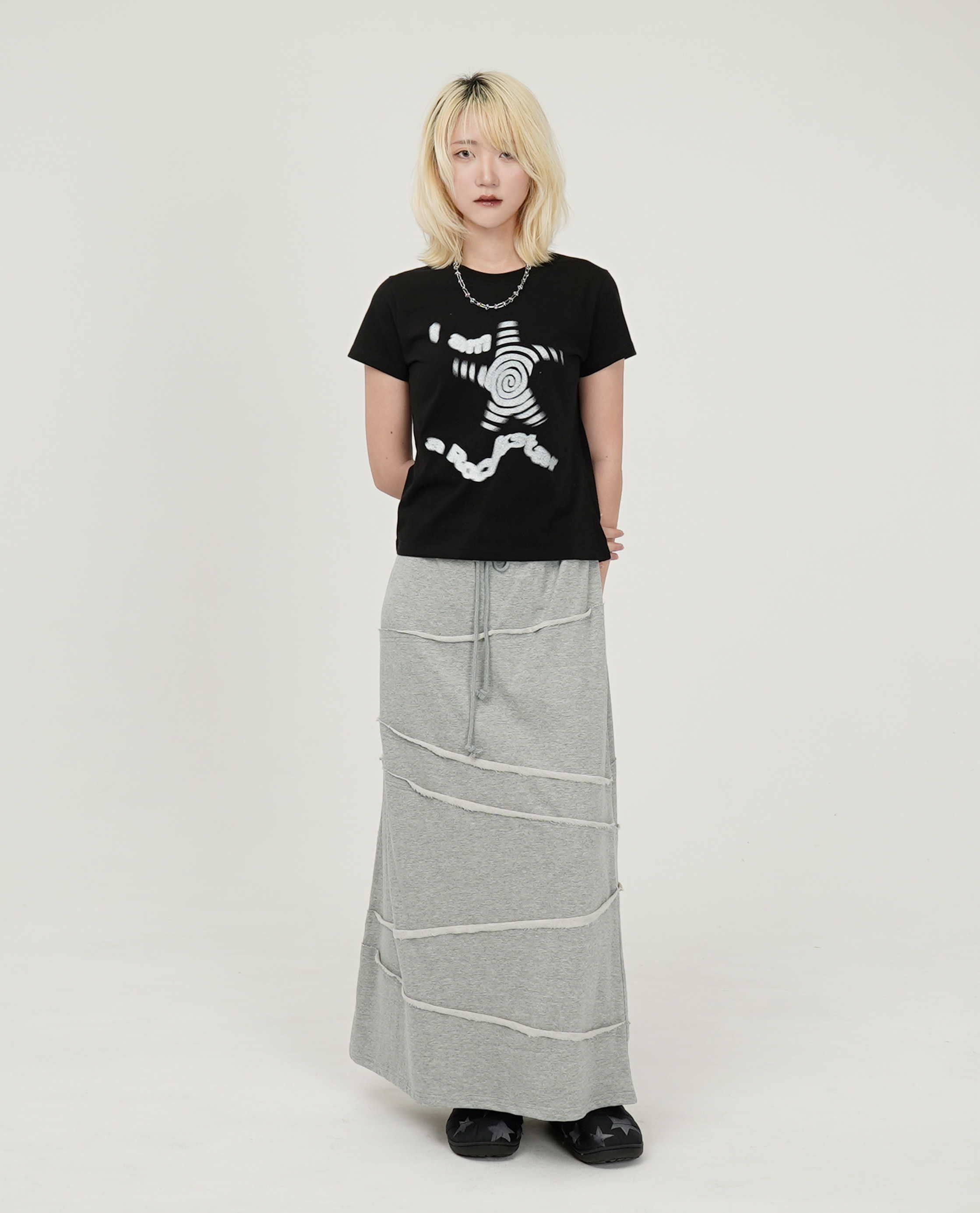 WEBHOUSE Twister Damage Sweat Long Skirt - 26SS