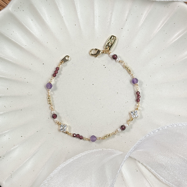 B06 / 生日花 • 壹月貳參 • 薞蕪 – 石榴紫水晶 – 手鍊