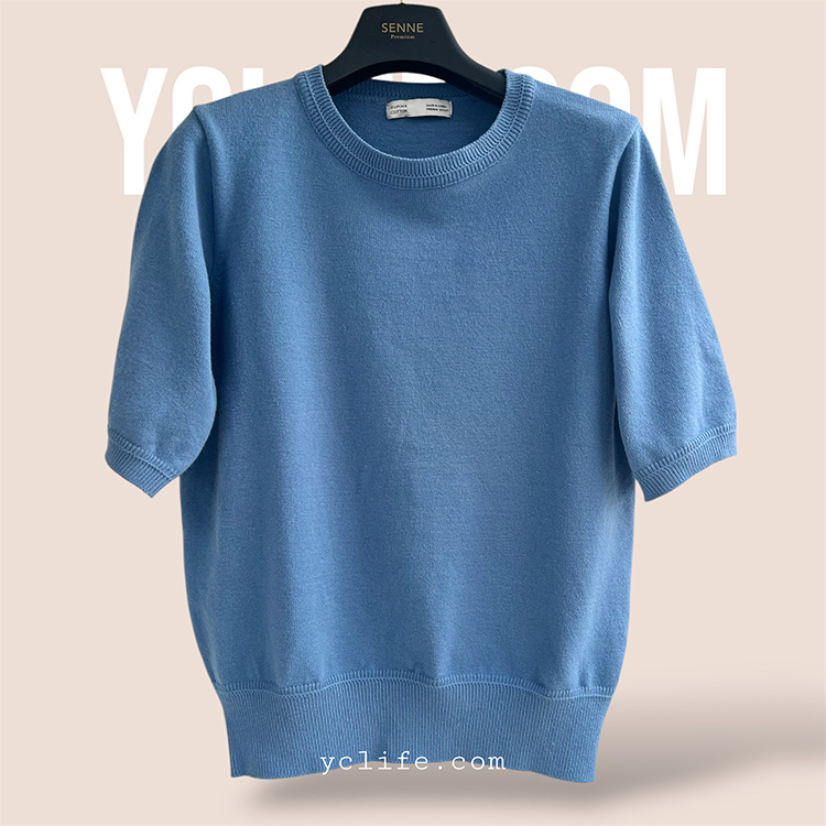 法式頂級棉五分袖針織衫