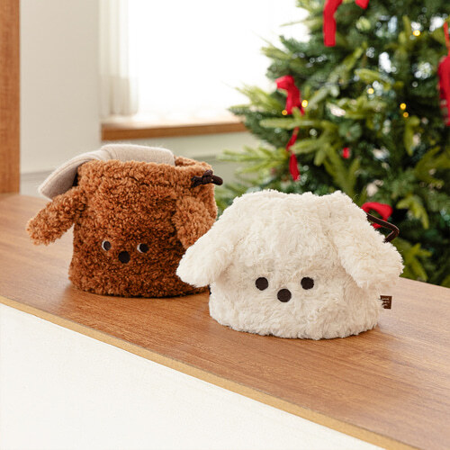 COI 小狗大臉束口袋 絨毛狗狗 韓國文創 兩款