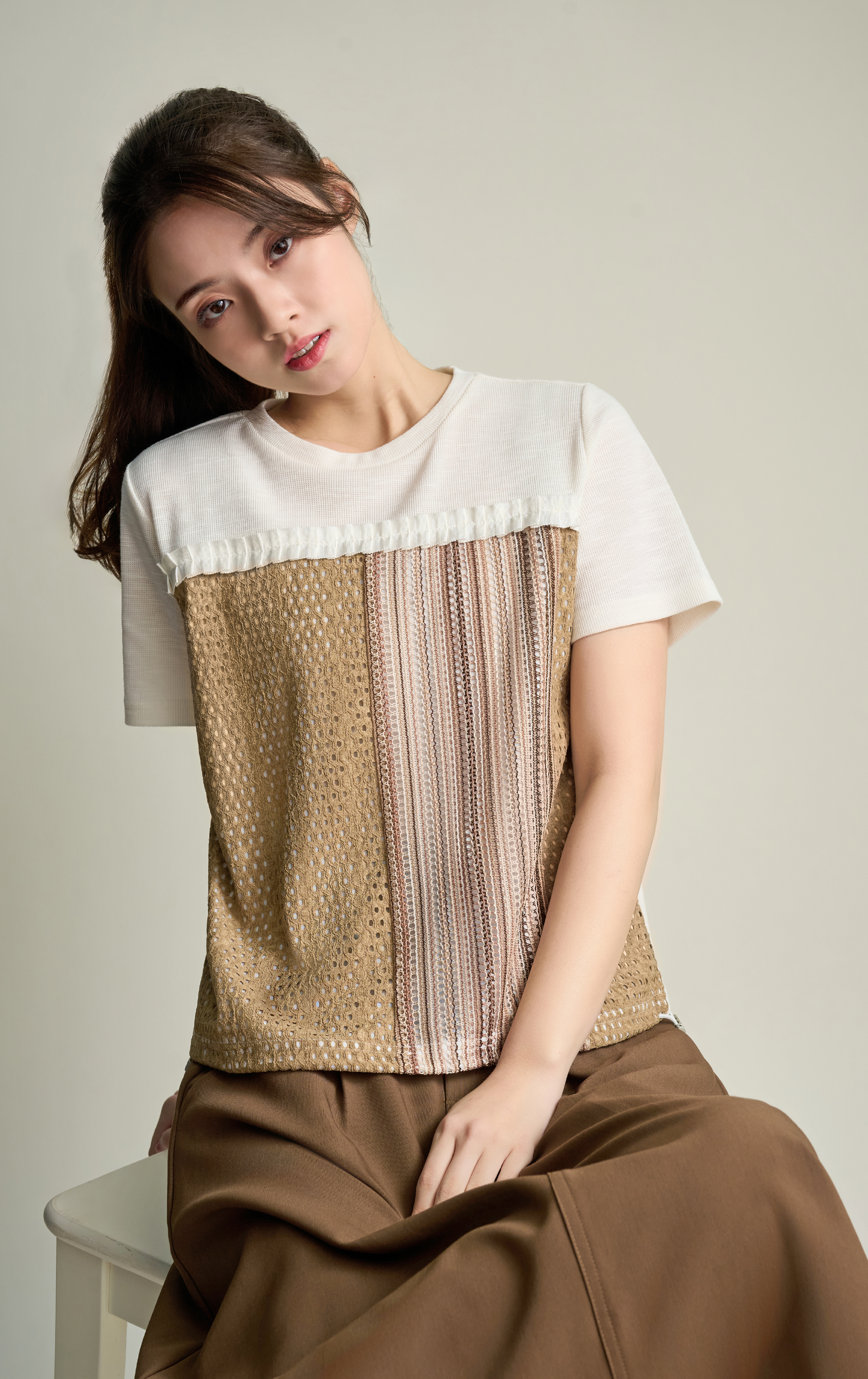 層次拼布上衣 ST0406