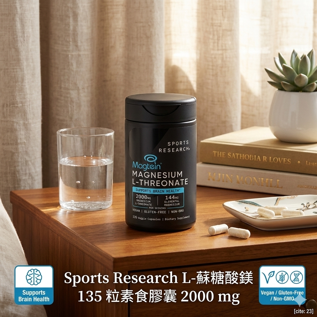【直播】LX0306904 Sports Research L-蘇糖酸鎂 135 粒素食膠囊 2000 mg