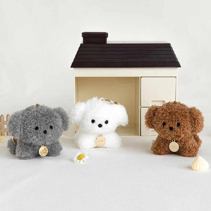 COI 小狗吊飾 絨毛 鐵牌LOGO 鑰匙圈 韓國文創