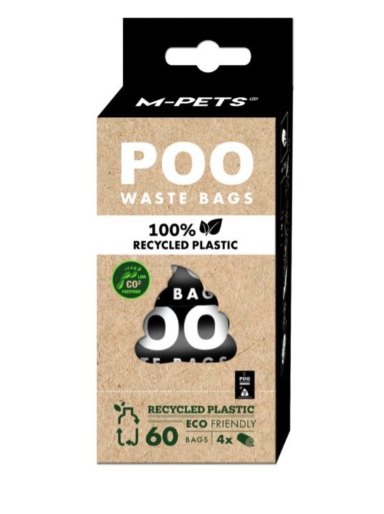 M-Pets 100% 再生塑膠狗糞便袋（60 個裝）- 薄荷