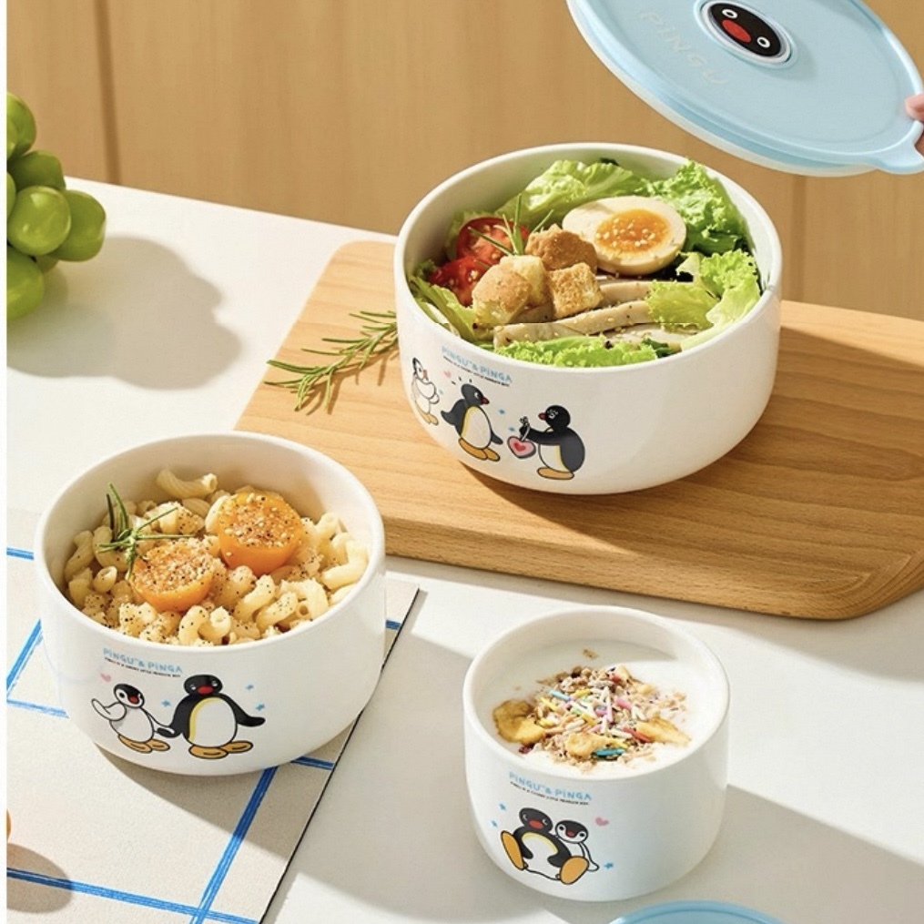 PINGU 企鵝家族 保鮮碗三件套 餐具 密封保鮮 禮盒 便當盒 可微波