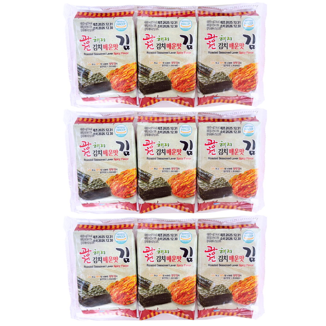 HAEJEO FOODS - 三包裝韓國泡菜味即食紫菜 X 3