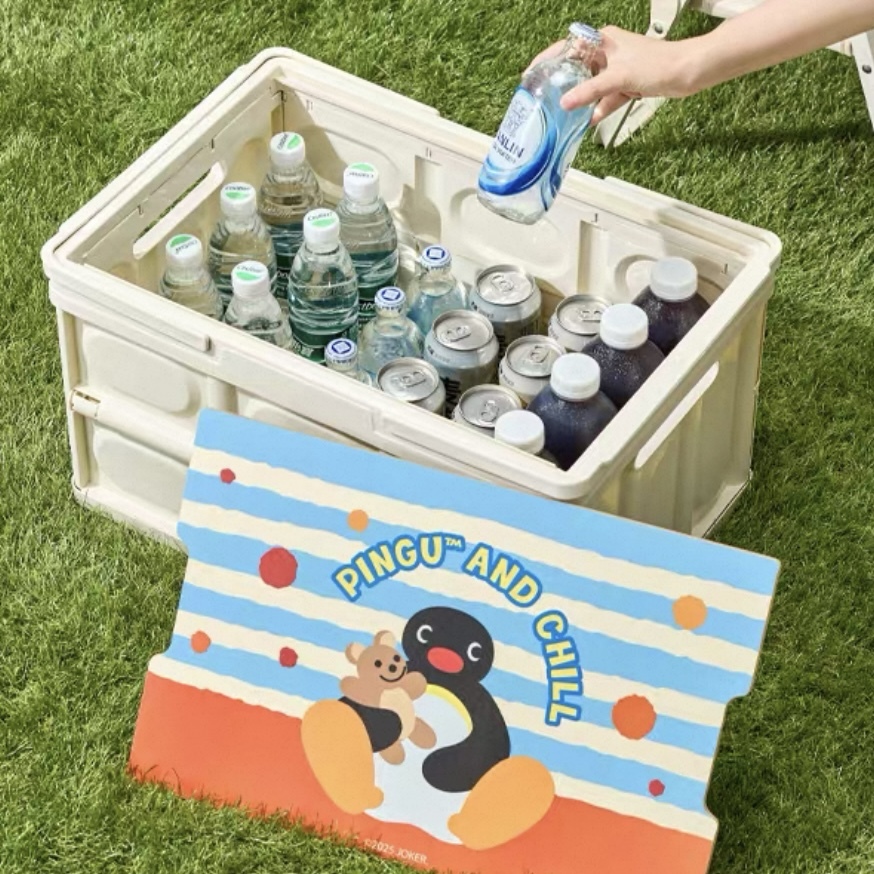 PINGU 企鵝家族 折疊收納箱 露營戶外 提手設計 47L
