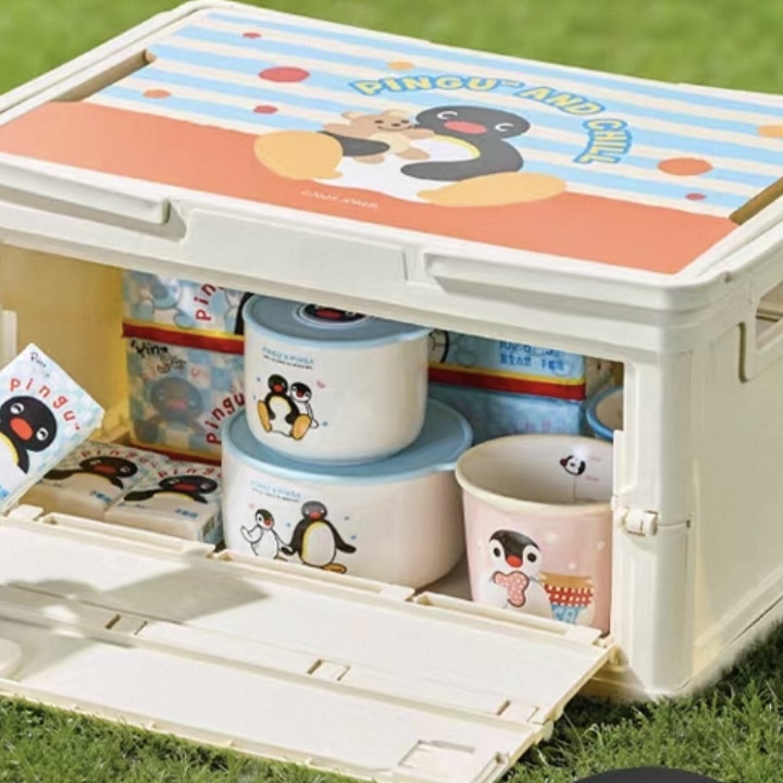 PINGU 企鵝家族 折疊收納箱 露營戶外 提手設計 47L