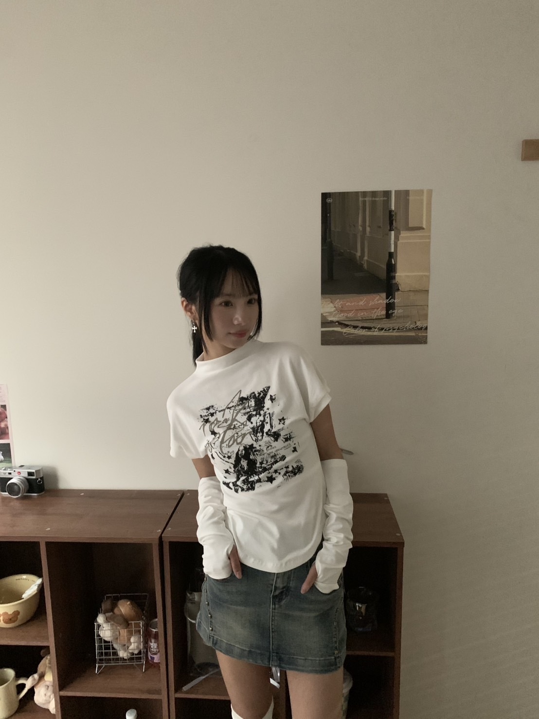 A72 預購兩件式印花半高領上衣