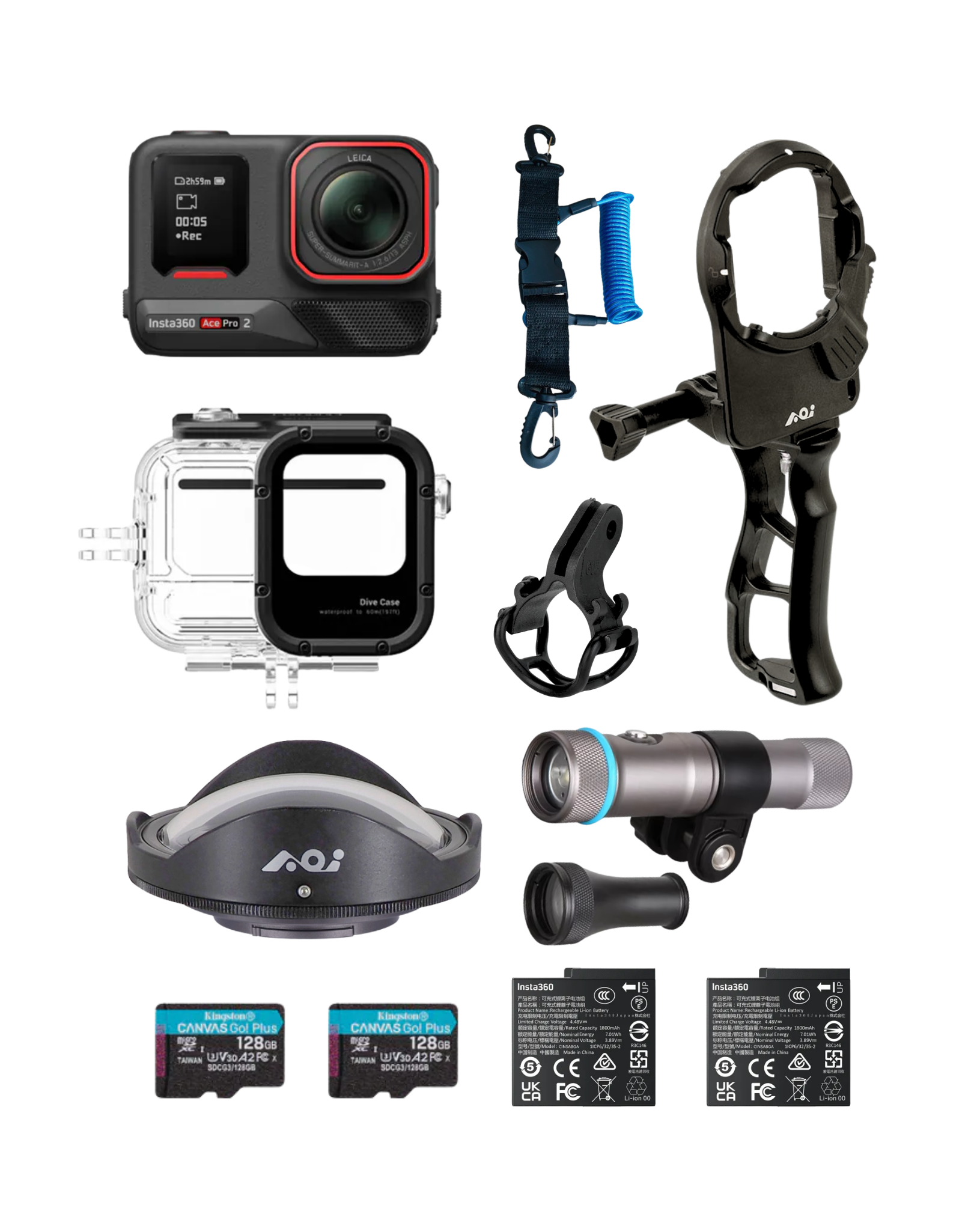 [春夏限定] Insta360 Ace Pro 2 深藍探索套裝｜60米潛水AOI廣角影像組 單次租借（需預約排單）