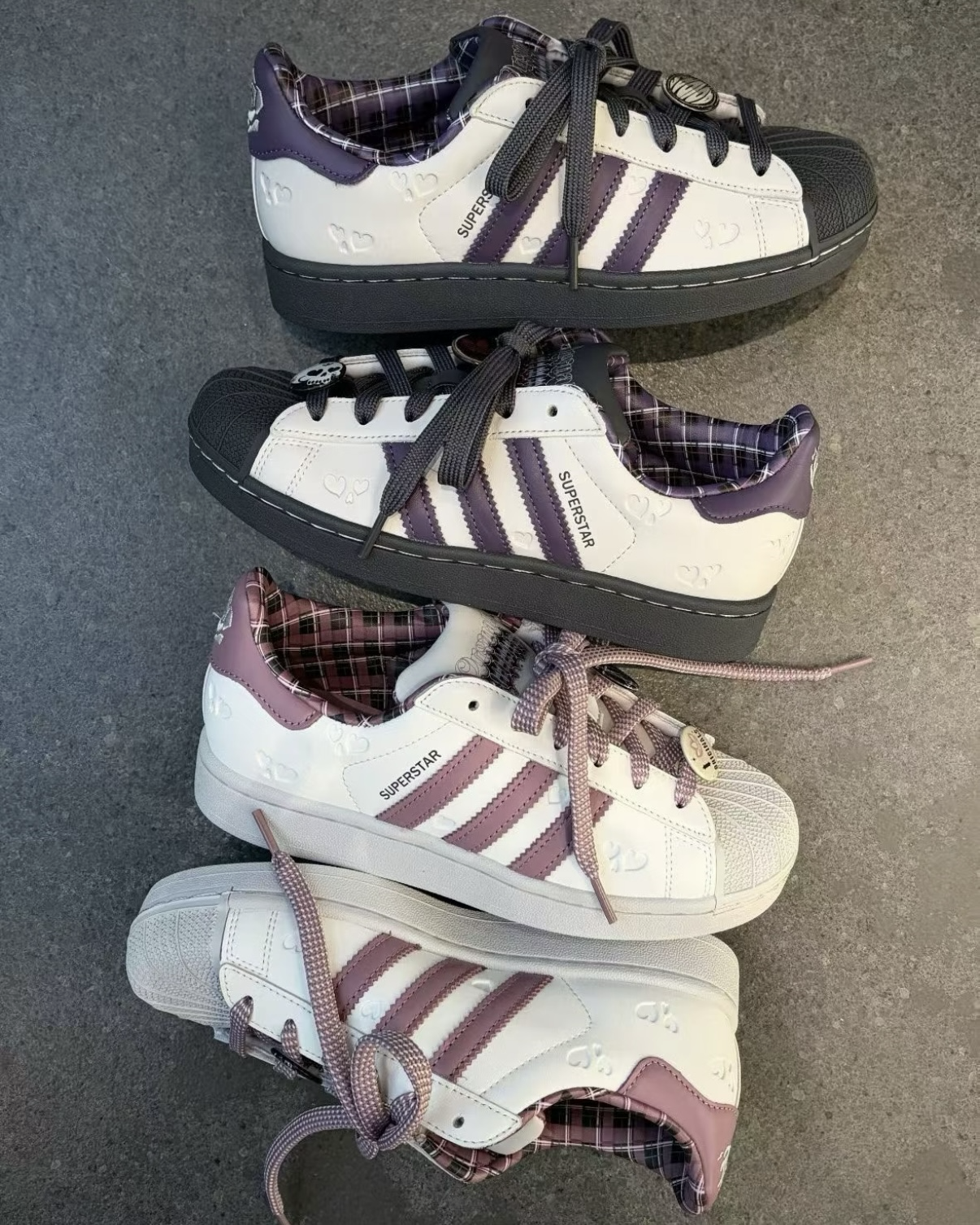 Adidas x V-DAY Originals Superstar 2 情人節限定 壓紋 貝殼鞋 休閒鞋 女鞋 灰紫色  酷洛米配色 樹梅粉