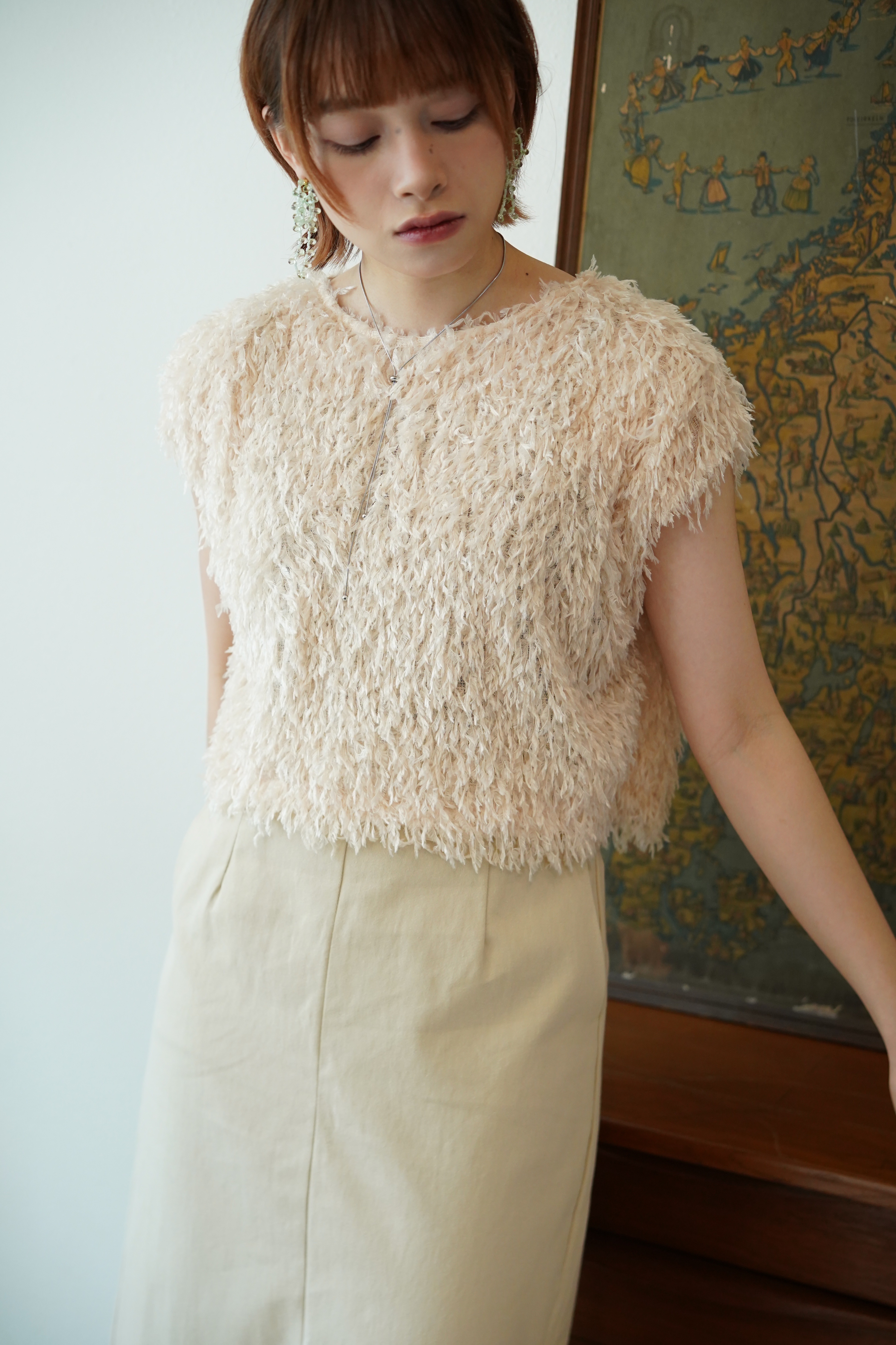 高級感羽毛翼袖上衣 - BL53853