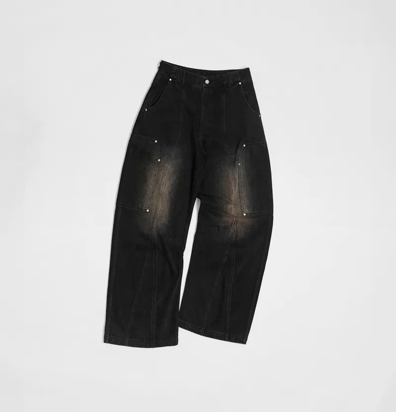 MELSIGN｜Canvas Wide Leg Jeans (Black)