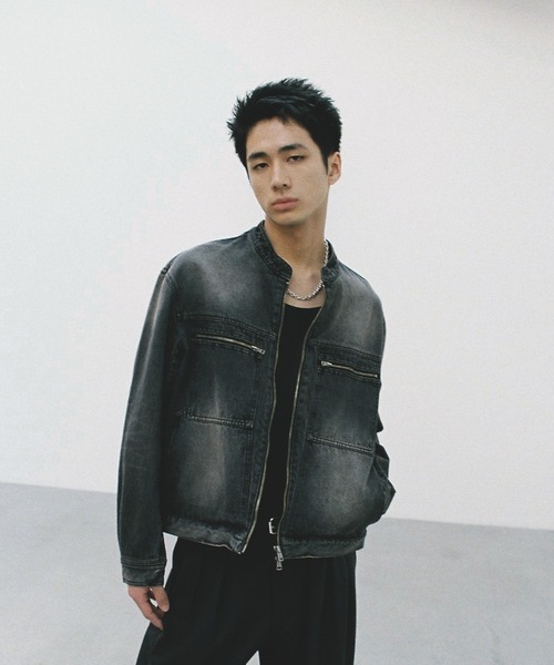 <限時下殺> 日本 限定 WYM LIDNM  復古 水洗 牛仔 拉鍊 夾克 兩色