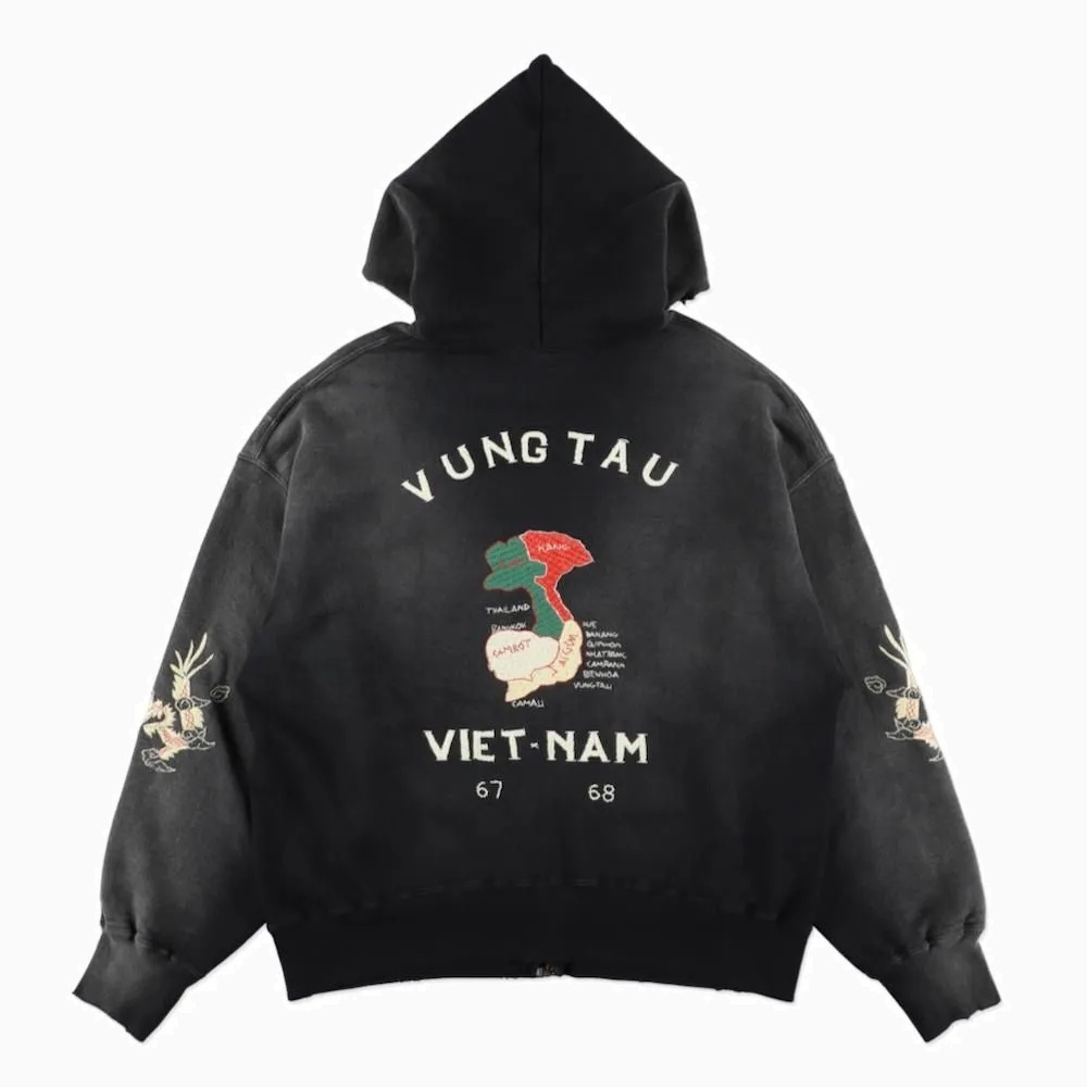 BOWWOW 2026 VIETNAM ZIP HOODIE AGED (BW261-VZH) - BLACK AGED PRE ORDER ITEM (預訂中)