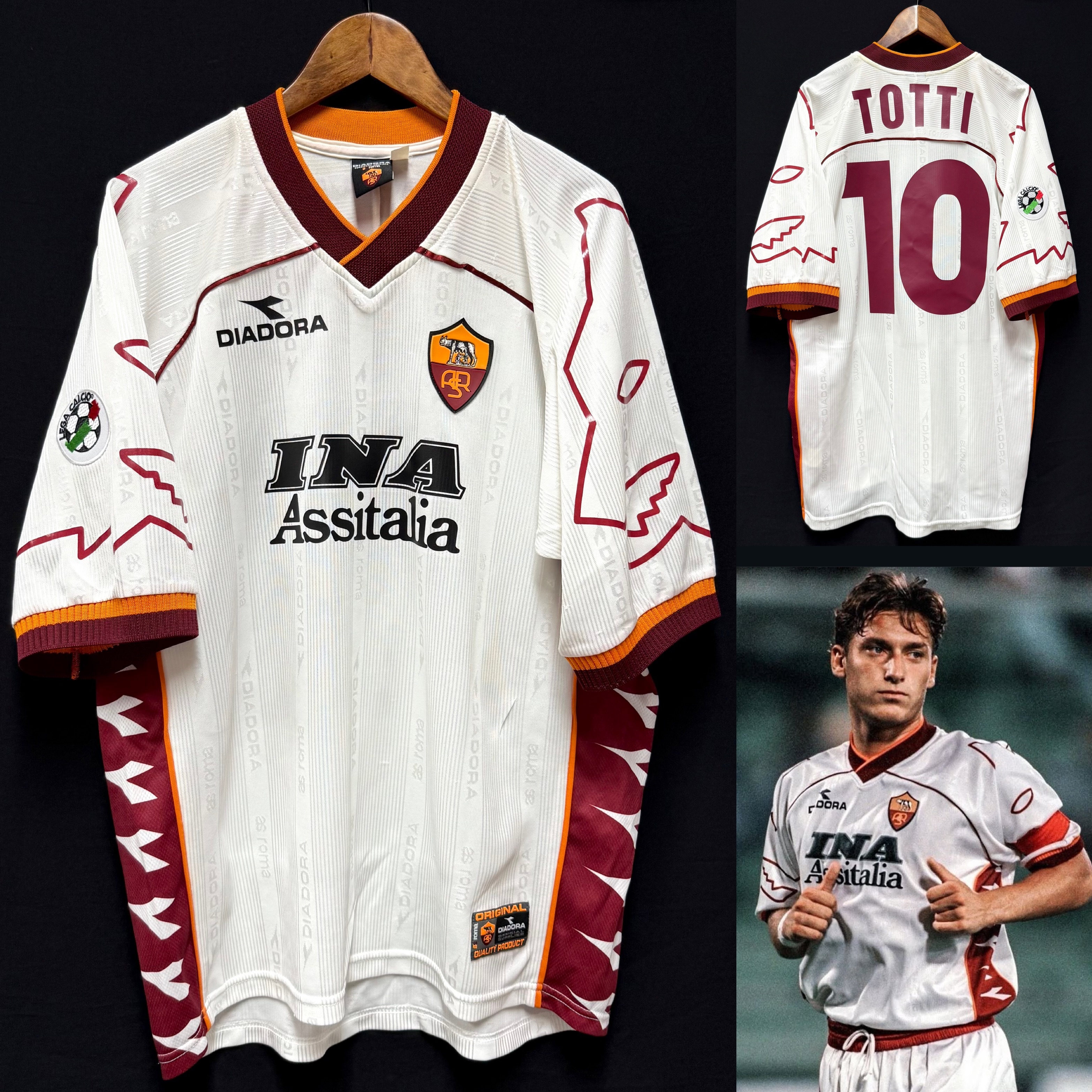 AS Roma 1999-2000 Diadora Away Shirt #10 TOTTI