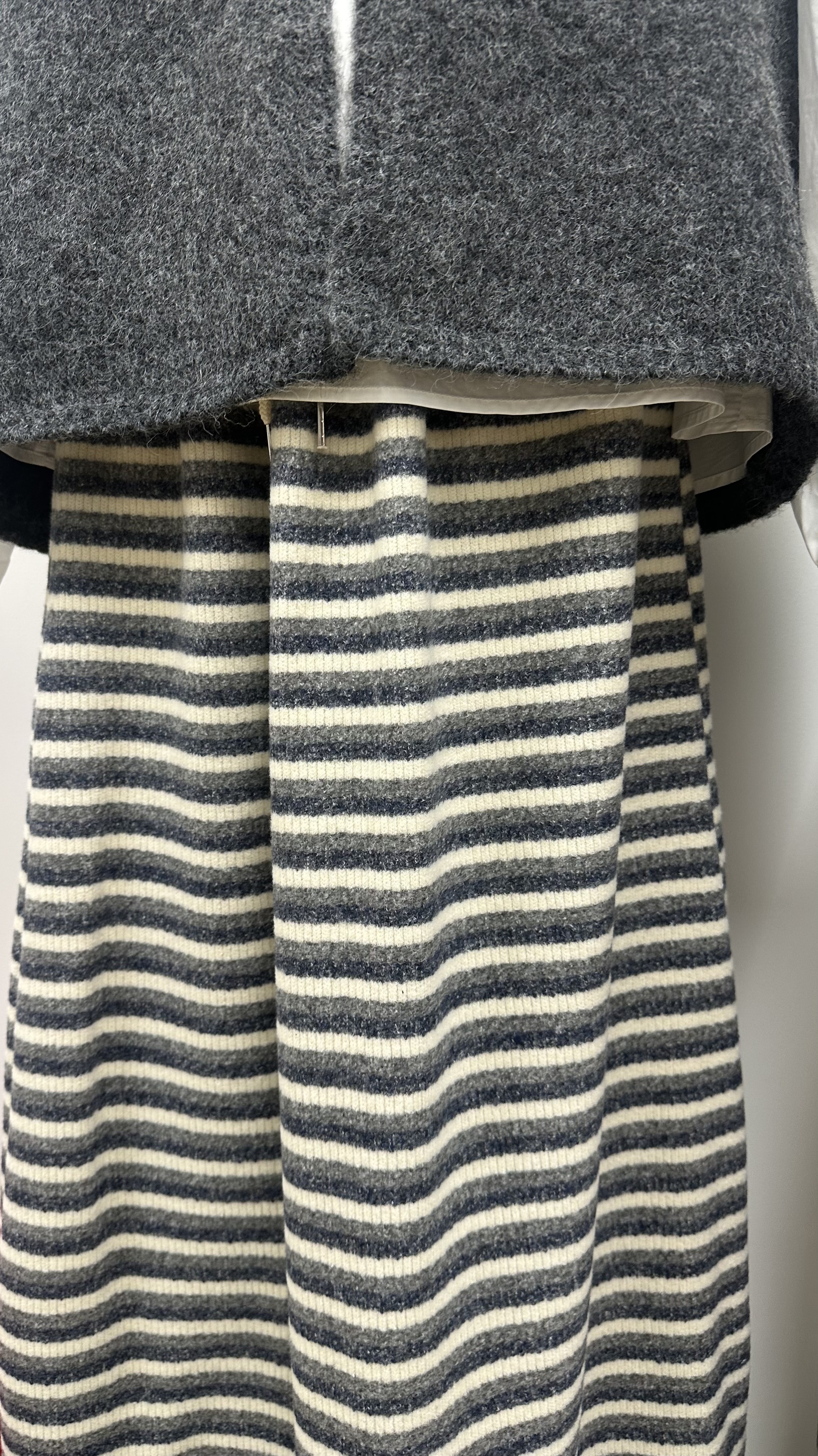 抽繩間條長裙（黃/藍）