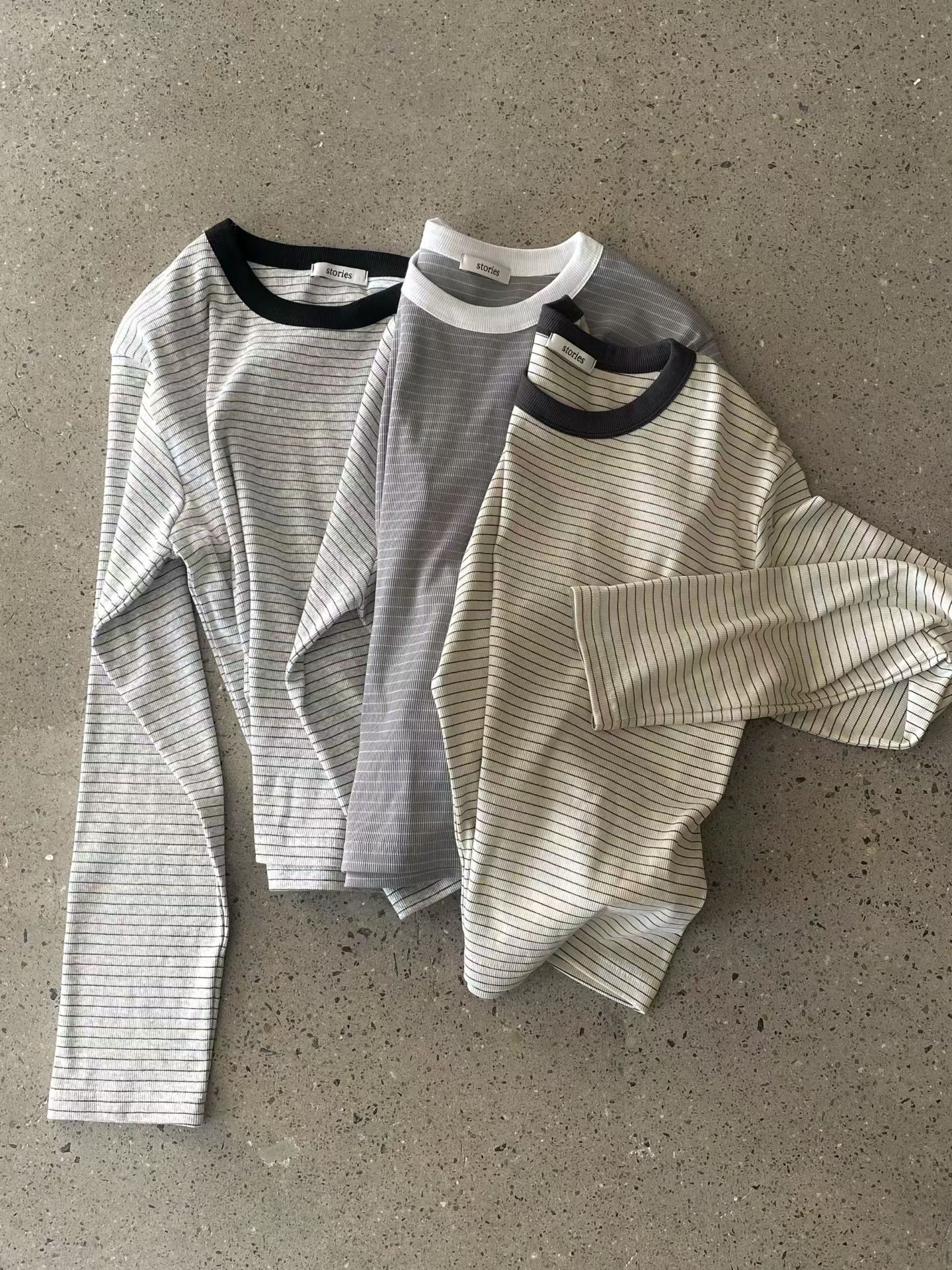 條紋滾邊薄款上衣