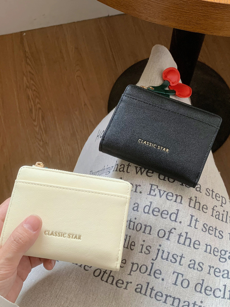 Minimalist Wallet with Cherry Pendant