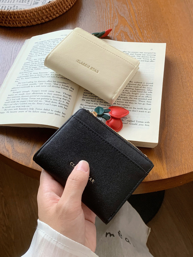 Minimalist Wallet with Cherry Pendant
