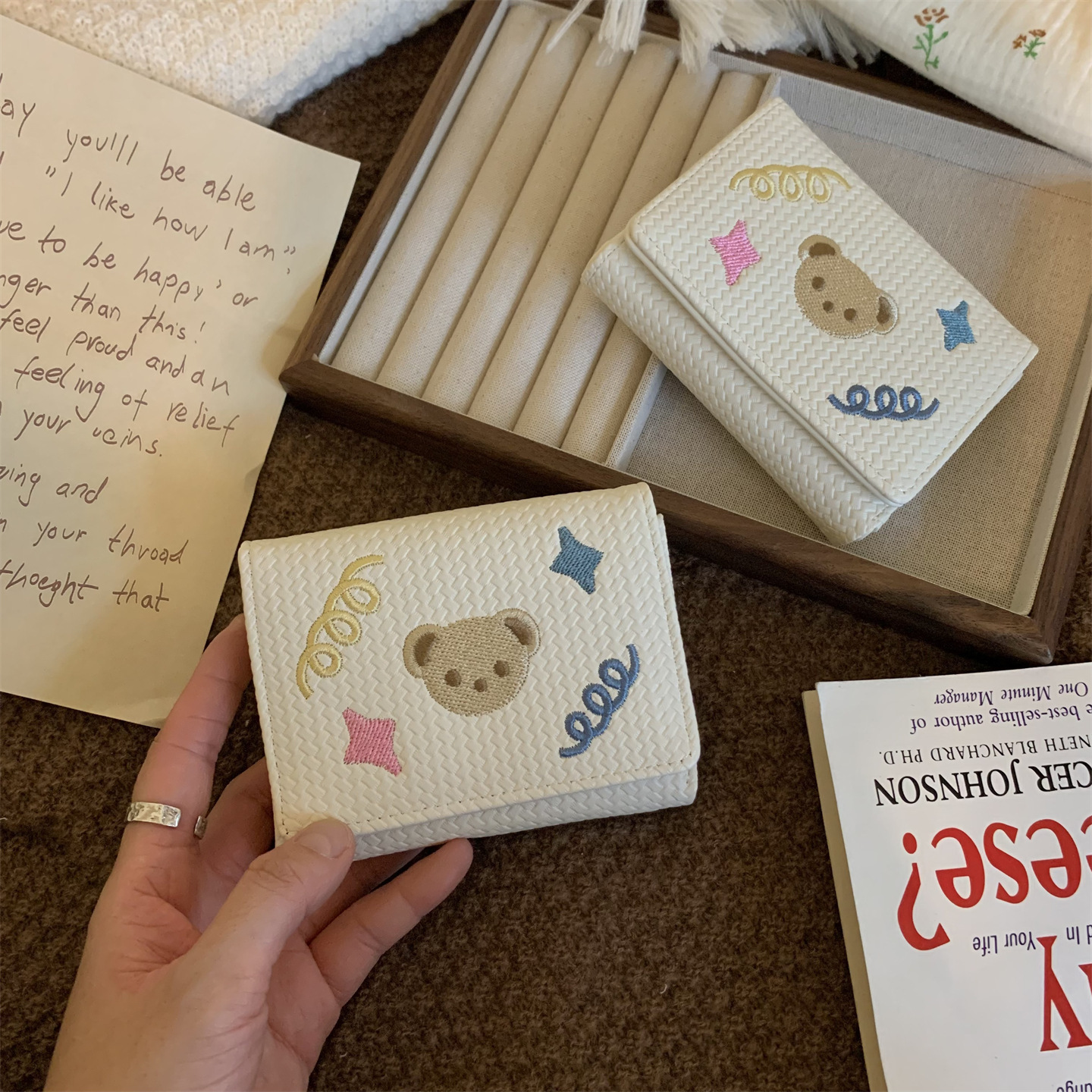 Cute Embroidered Bear Vintage Purse