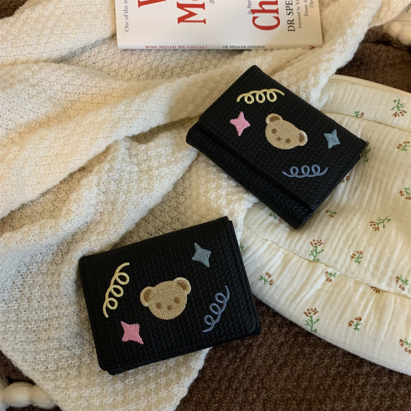 Cute Embroidered Bear Vintage Purse