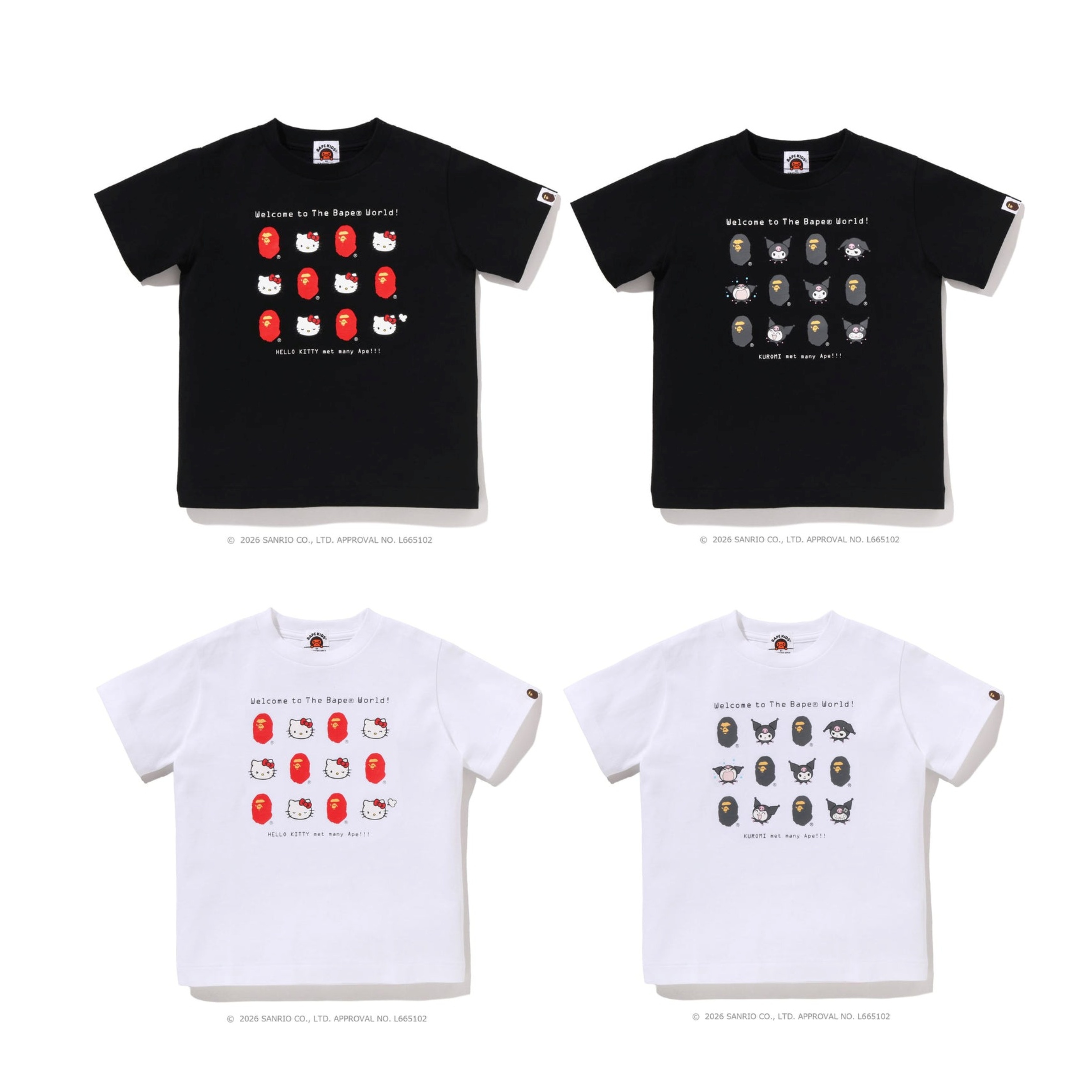 2026SS A BATHING APE BAPE HELLO KITTY KUROMI TEE KIDS 三麗鷗 聯名 小頭 童裝 小孩 短T 現貨