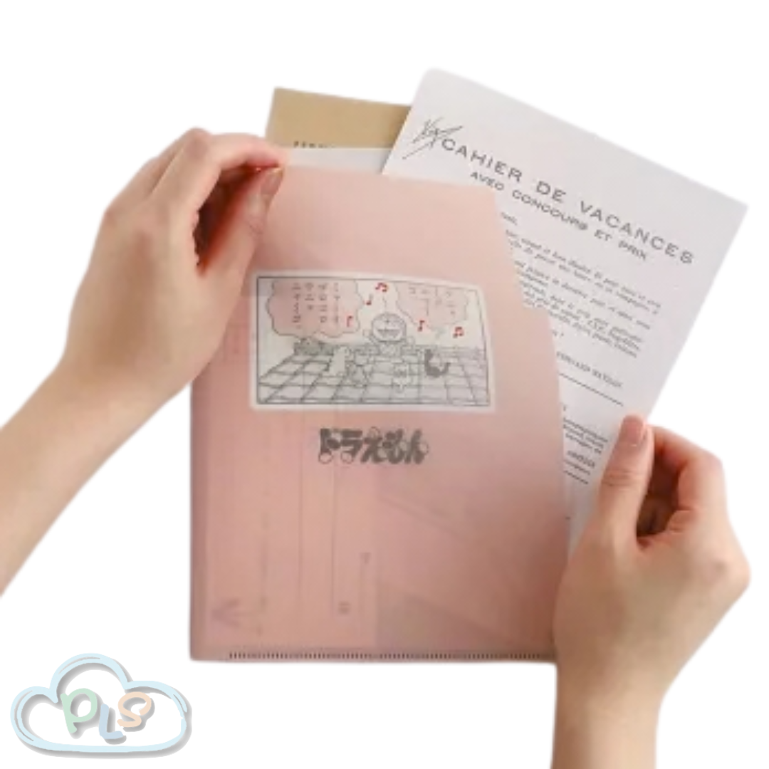 現貨 三層文件夾A5 多啦A夢 Green Flash 珊瑚紅 #30124