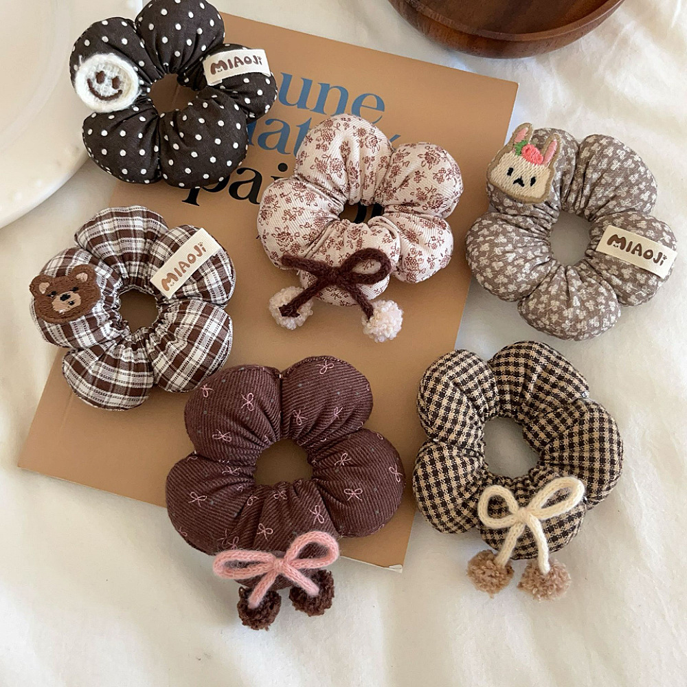 [2 FOR RM10] Cute Vintage Brown Floral Hair Scrunchies