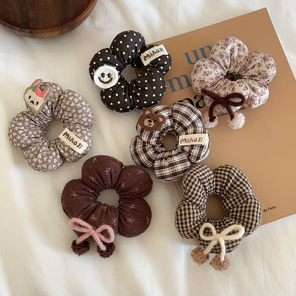 [2 FOR RM10] Cute Vintage Brown Floral Hair Scrunchies