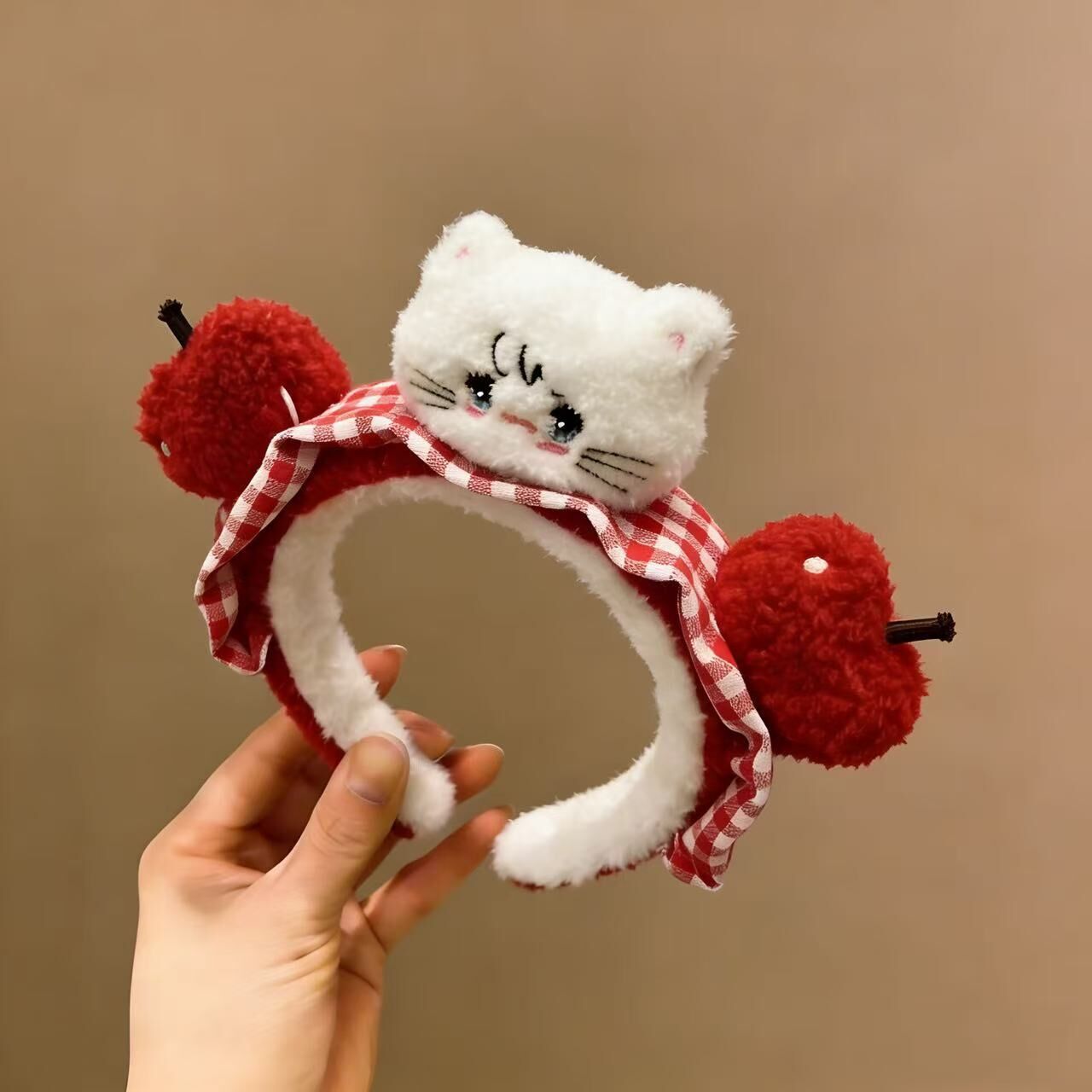 Cute Apple Cat Plush Headband