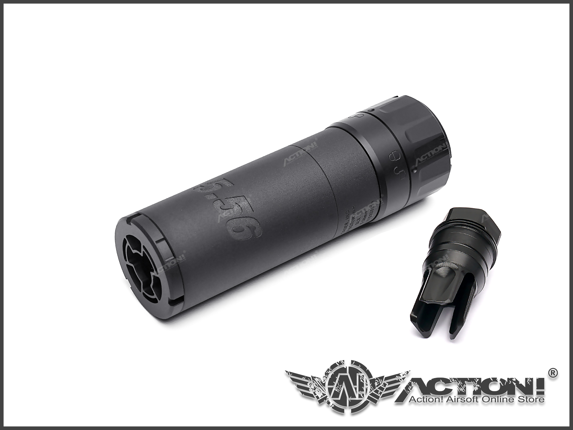 自由自在 TASK FORCE - SLX 556C 緊緻型樣式QD快拆滅音管/消音器+ 鋼製防火帽(黑色)