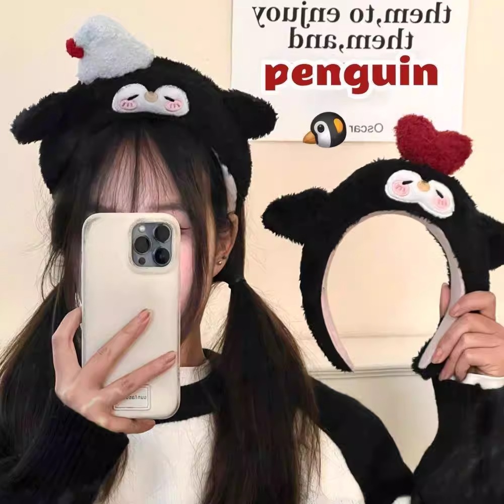 Cute Heart Penguin Plush Headband