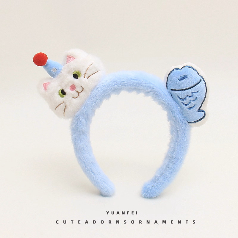 Korean Plush Penguin & Kitten Fish Headband