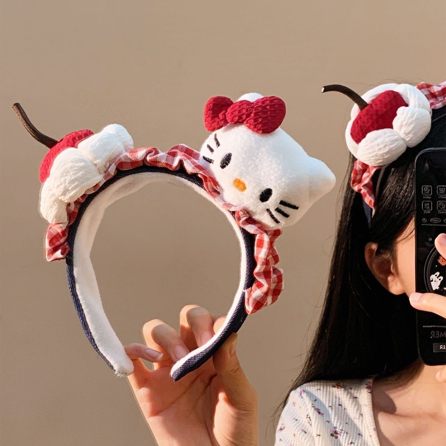 Red Cherry Kitty Plush Headband