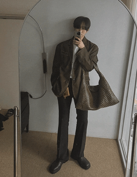 穆夫皮革西裝外套