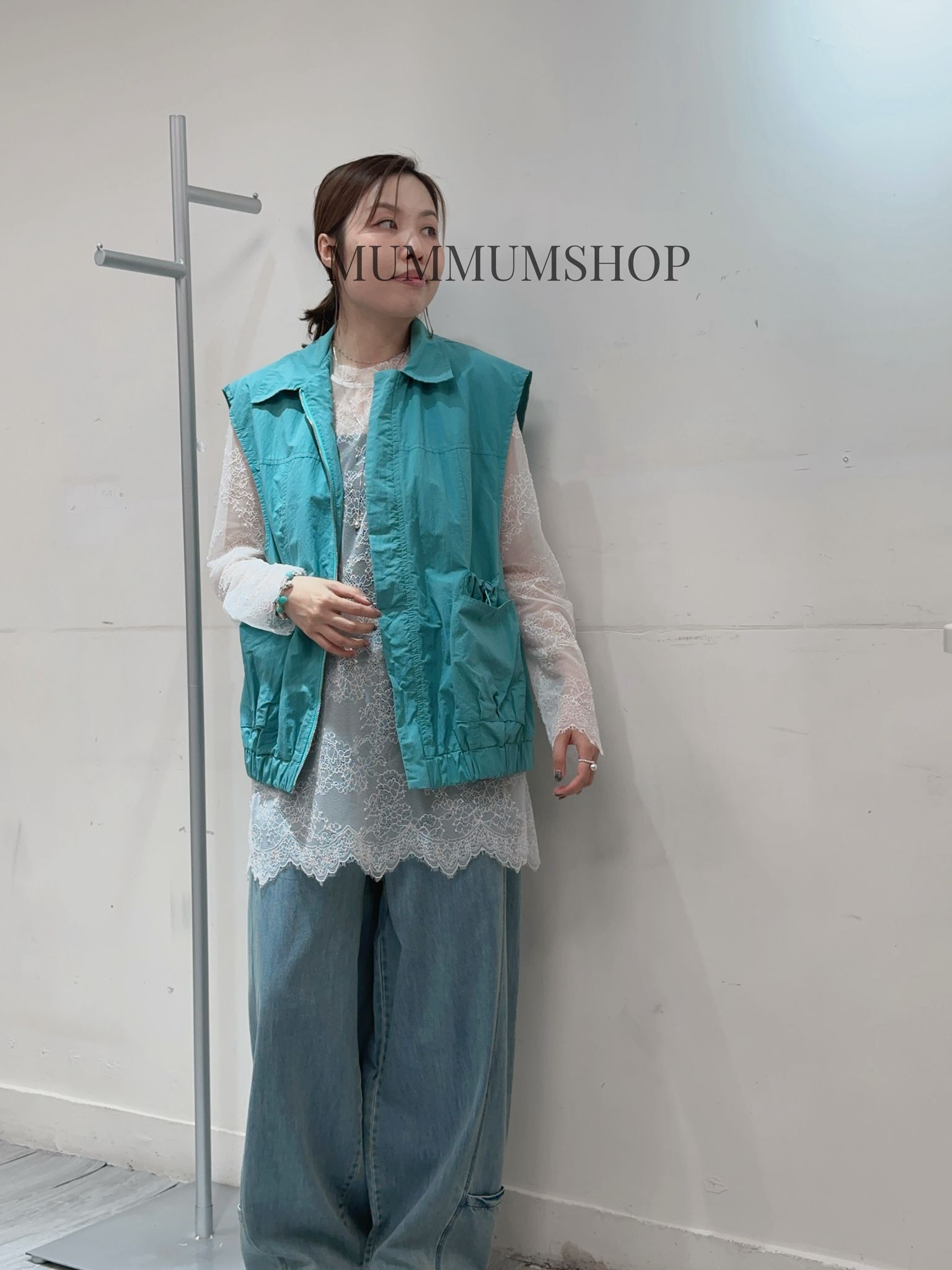 0213083a/翻領雙袋工裝背心外套　48/44/26