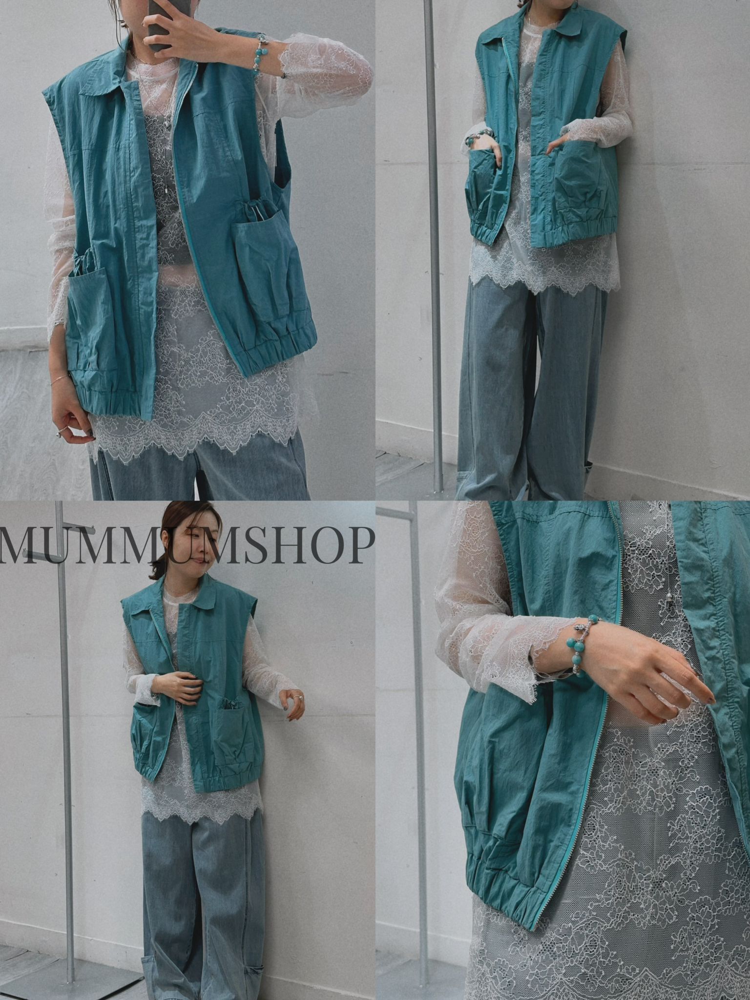 0213083a/翻領雙袋工裝背心外套　48/44/26