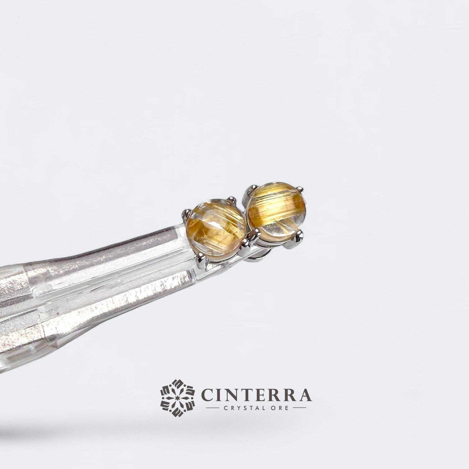 【招財水晶】高等級鈦晶耳環｜鎖式鎖珠轉珠耳環