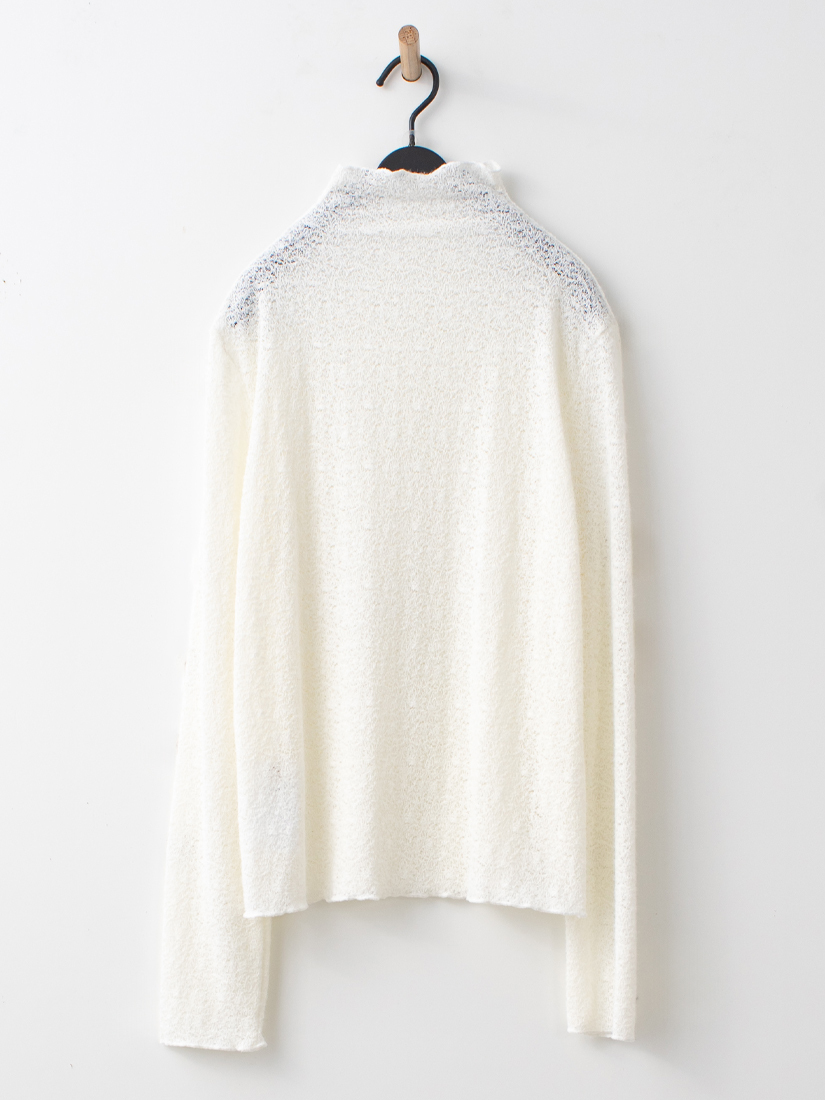 蕾絲紋理絨毛木耳邊立領內搭上衣
