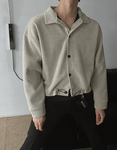 絲絨高領開襟衫