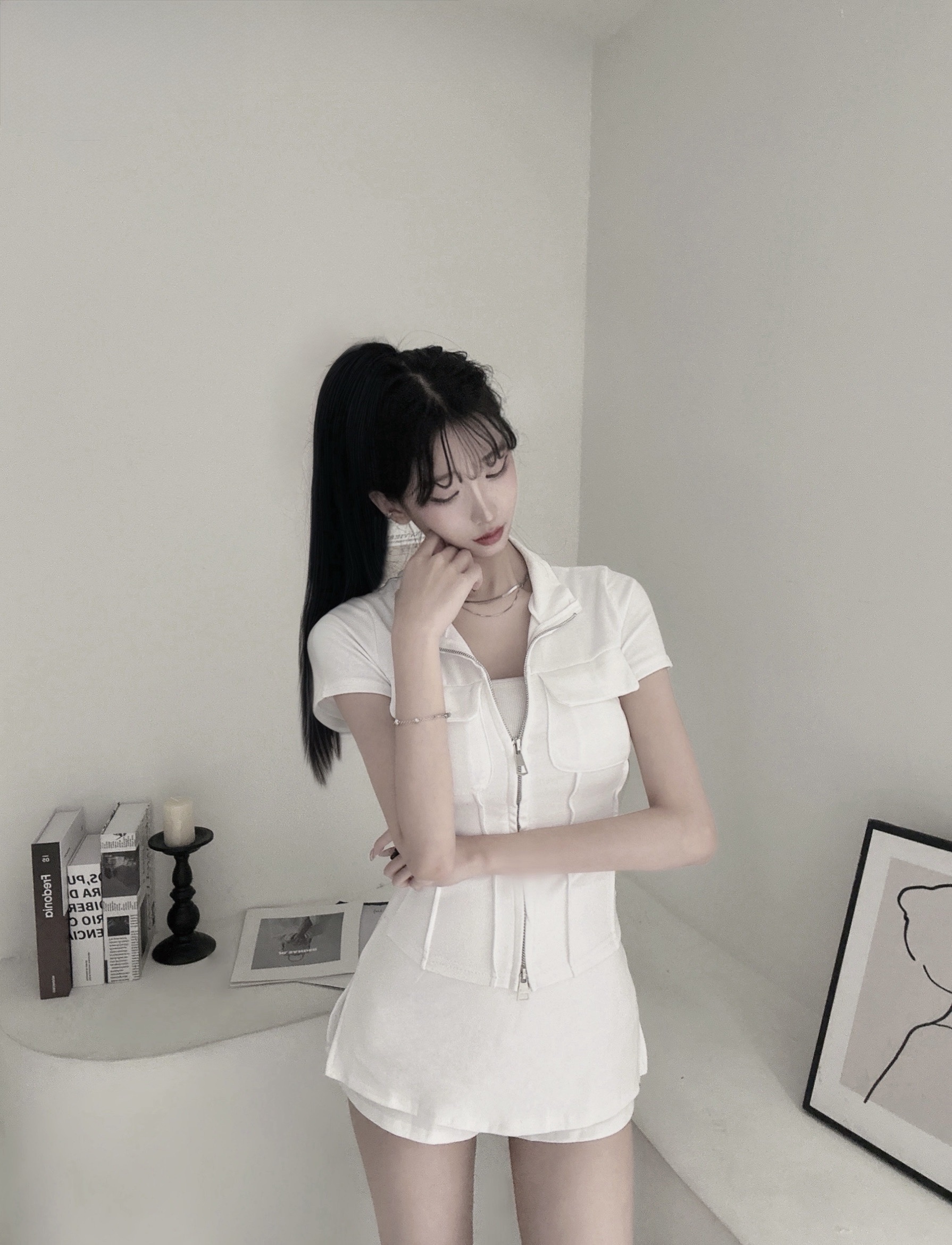 🇹🇼翻領雙拉鏈上衣＋A字褲裙set｜率性溫柔的日常